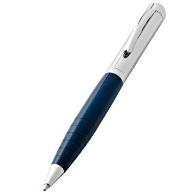 Branded Promotional METAL BALL PEN in Silver Chrome & Blue Marble Pen From Concept Incentives.