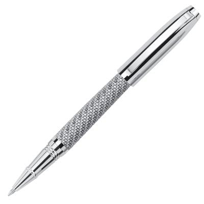 Branded Promotional METAL ROLLERBALL PEN in Silver Chrome Pen From Concept Incentives.