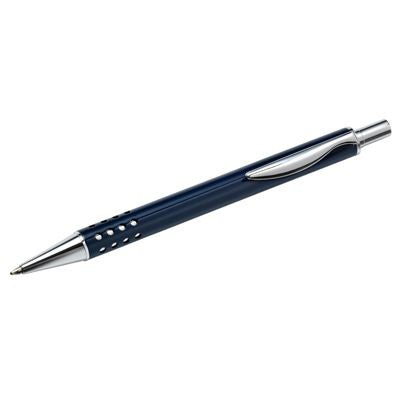 Branded Promotional METAL BALL PEN in Blue with Hole Design Grip Section Pen From Concept Incentives.