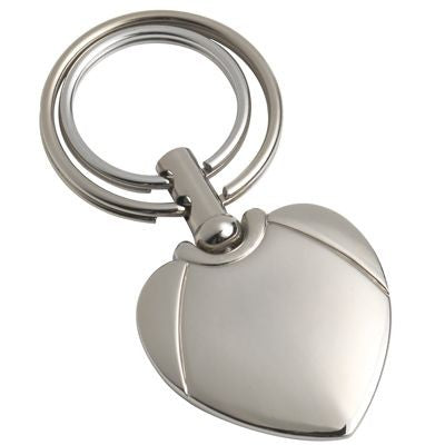 Branded Promotional SILVER METAL HEART KEYRING with Double Rings Keyring From Concept Incentives.