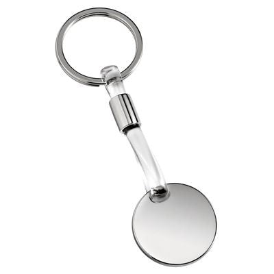 Branded Promotional ROUND SILVER CHROME METAL & CLEAR TRANSPARENT PVC KEYRING Keyring From Concept Incentives.