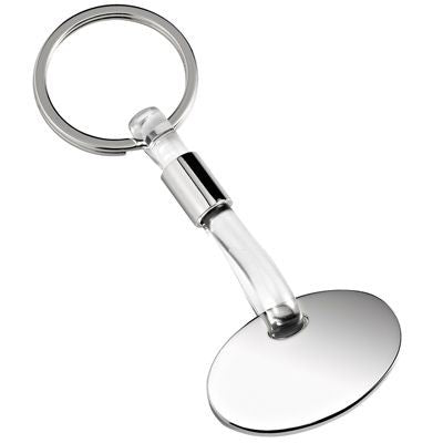 Branded Promotional OVAL SILVER CHROME METAL & CLEAR TRANSPARENT PVC KEYRING Keyring From Concept Incentives.