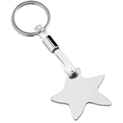 Branded Promotional STAR SILVER CHROME METAL & CLEAR TRANSPARENT PVC KEYRING Keyring From Concept Incentives.