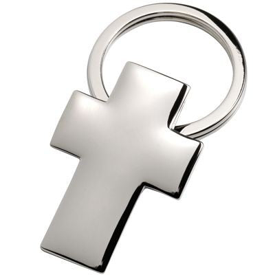 Branded Promotional CROSS SILVER CHROME METAL KEYRING Keyring From Concept Incentives.