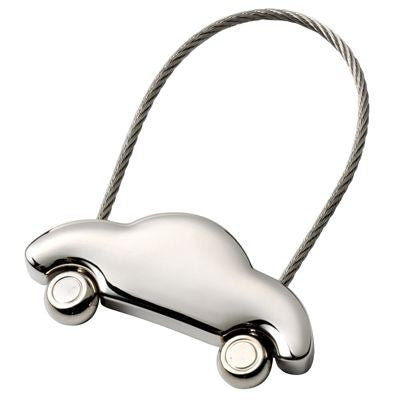 Branded Promotional TOY CAR SILVER CHROME METAL KEYRING Keyring From Concept Incentives.