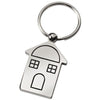 Branded Promotional CHALET HOUSE SHAPE SILVER METAL KEYRING Keyring From Concept Incentives.