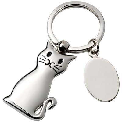 Branded Promotional CAT SILVER METAL KEYRING Keyring From Concept Incentives.