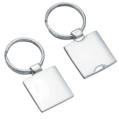 Branded Promotional SQUARE SILVER CHROME METAL KEYRING Keyring From Concept Incentives.