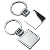 Branded Promotional SILVER CHROME & MATT METAL SQUARE KEYRING Keyring From Concept Incentives.