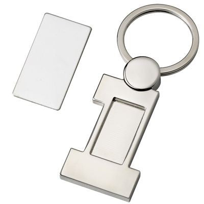 Branded Promotional NUMBER ONE SHINY SILVER METAL KEYRING with Detachable Plate Keyring From Concept Incentives.