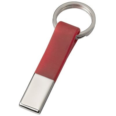 Branded Promotional DOUBLE RING SILVER METAL & RED PVC KEYRING Keyring From Concept Incentives.