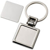 Branded Promotional SQUARE SILVER CHROME METAL KEYRING with Detachable Plate Keyring From Concept Incentives.