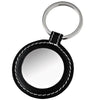 Branded Promotional ROUND SILVER CHROME METAL & BLACK LEATHER KEYRING Keyring From Concept Incentives.