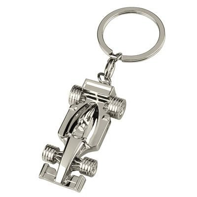 Branded Promotional FORMULA ONE RACING CAR SILVER METAL KEYRING Keyring From Concept Incentives.