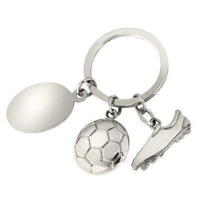 Branded Promotional SILVER METAL FOOTBALL KEYRING Keyring From Concept Incentives.