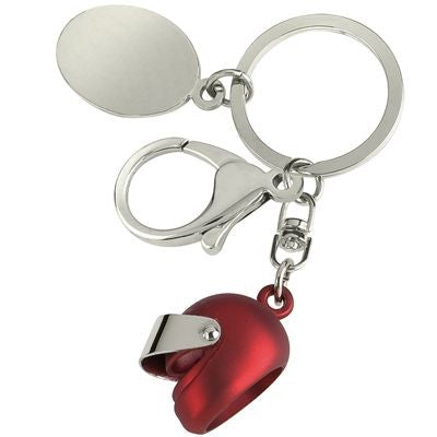 Branded Promotional SILVER METAL & RED CRASH HELMET KEYRING Keyring From Concept Incentives.