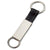 Branded Promotional METAL KEYRING in Shiny Silver Chrome & Black Faux Leather Keyring From Concept Incentives.