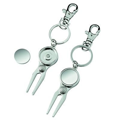 Branded Promotional GOLF PITCH FORK & BALL MARKER KEYRING in Silver Metal Golf Pitch Fork &amp; Marker From Concept Incentives.