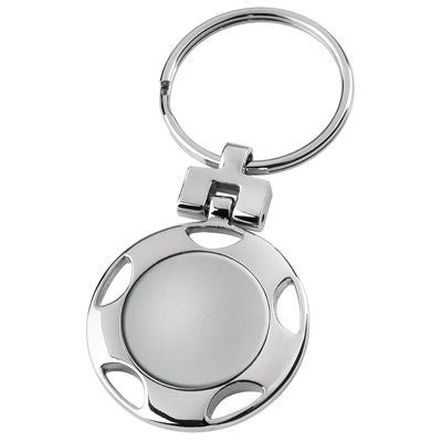 Branded Promotional ROUND SILVER METAL KEYRING Keyring From Concept Incentives.