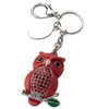 Branded Promotional LARGE OWL METAL KEYRING in Red with Crystals Keyring From Concept Incentives.