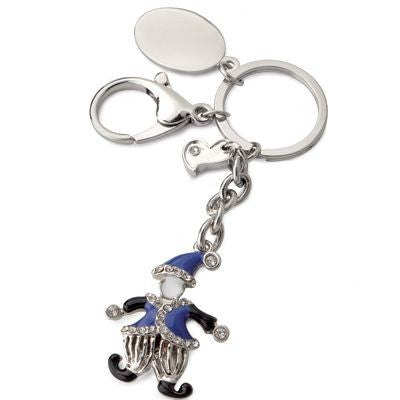 Branded Promotional JESTER METAL KEYRING in Blue & Black with Tag Keyring From Concept Incentives.