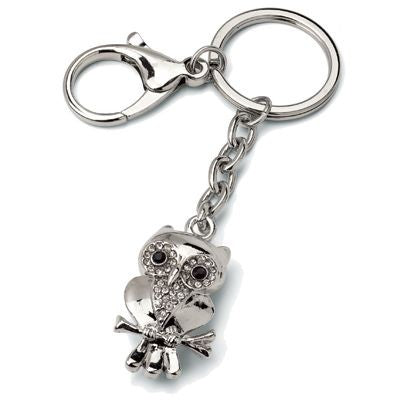 Branded Promotional LITTLE OWL METAL KEYRING with Crystals Keyring From Concept Incentives.