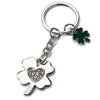 Branded Promotional CLOVER LEAF SILVER CHROME METAL KEYRING with Crystals Keyring From Concept Incentives.