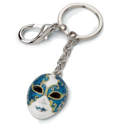 Branded Promotional HARLEQUIN MASK METAL KEYRING in Blue Keyring From Concept Incentives.