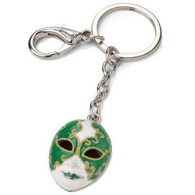 Branded Promotional HARLEQUIN MASK METAL KEYRING in Green Keyring From Concept Incentives.