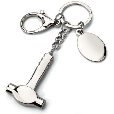 Branded Promotional BUILDER HAMMER METAL KEYRING in Silver Keyring From Concept Incentives.