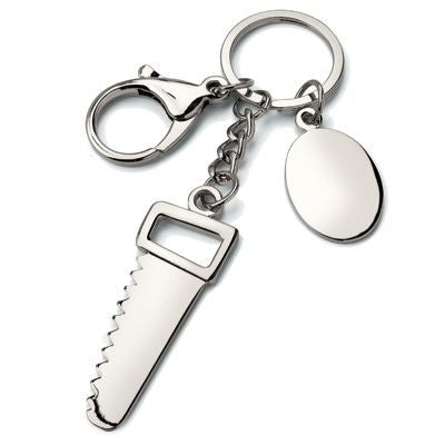 Branded Promotional CARPENTERS SAW METAL KEYRING in Silver Keyring From Concept Incentives.