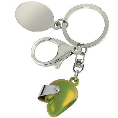 Branded Promotional SMALL MOTOR BICYCLE HELMET METAL KEYRING in Yellow Keyring From Concept Incentives.