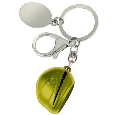 Branded Promotional LARGE MOTORCYCLE HELMET METAL KEYRING in Yellow Keyring From Concept Incentives.