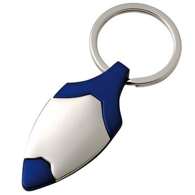 Branded Promotional SILVER CHROME METAL & BLUE KEYRING Keyring From Concept Incentives.