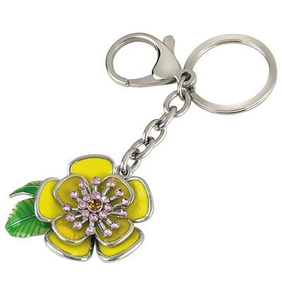 Branded Promotional FLOWER SILVER METAL KEYRING Keyring From Concept Incentives.