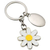 Branded Promotional DAISY FLOWER METAL KEYRING in White & Yellow Keyring From Concept Incentives.