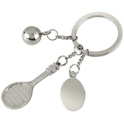 Branded Promotional TENNIS SILVER METAL KEYRING Keyring From Concept Incentives.