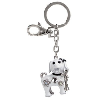 Branded Promotional PUPPY DOG METAL KEYRING with Crystals Keyring From Concept Incentives.