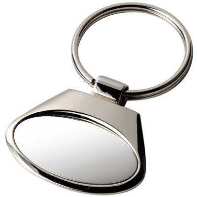 Branded Promotional OVAL SILVER CHROME METAL KEYRING Keyring From Concept Incentives.