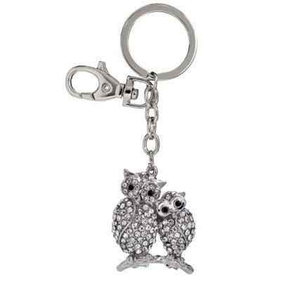 Branded Promotional TWO OWLS METAL KEYRING with Crystals Keyring From Concept Incentives.