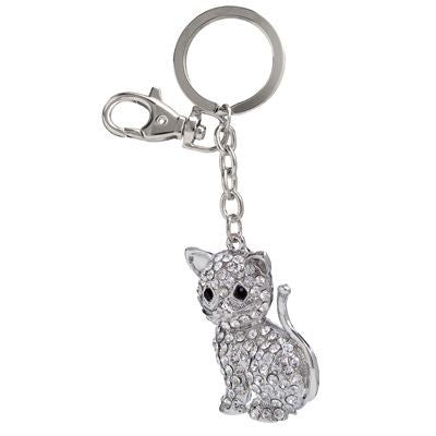 Branded Promotional CAT METAL KEYRING with Crystals Keyring From Concept Incentives.