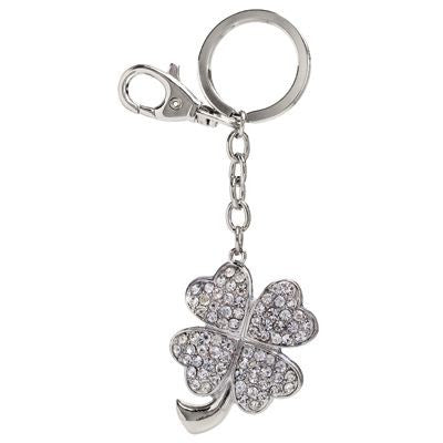 Branded Promotional CLOVER LEAF METAL KEYRING with Crystals Keyring From Concept Incentives.