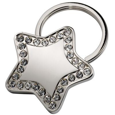 Branded Promotional STAR SILVER METAL KEYRING with Crystal Decoration Keyring From Concept Incentives.