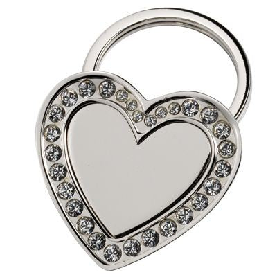 Branded Promotional HEART SILVER METAL KEYRING with Crystal Decoration Keyring From Concept Incentives.