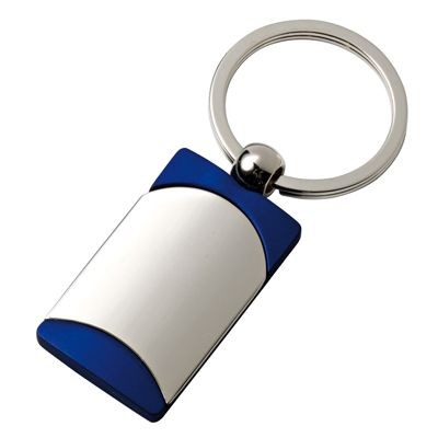 Branded Promotional SILVER METAL & BLUE KEYRING Keyring From Concept Incentives.