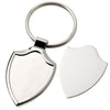 Branded Promotional SHIELD SILVER CHROME METAL KEYRING with Detachable Plate Keyring From Concept Incentives.