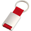 Branded Promotional SILVER METAL KEYRING with Red Webbing Strap Keyring From Concept Incentives.