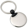 Branded Promotional ROUND METAL KEYRING in Silver & Black Keyring From Concept Incentives.