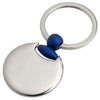 Branded Promotional ROUND METAL KEYRING in Silver & Blue Keyring From Concept Incentives.