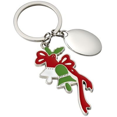 Branded Promotional CHRISTMAS BELLS METAL KEYRING Keyring From Concept Incentives.